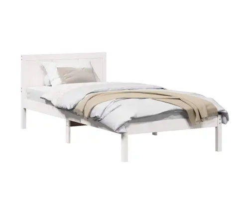 Baltais Priedes Gultas Rāmis Balts Koks 75 X 190 Cm Izturīgs Vidaxl