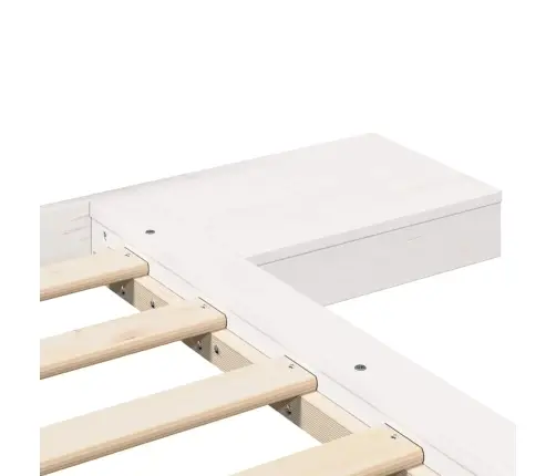 Grīdas Gultas Rāmis Ar Nakts Galdiem Balts 140X200Cm Masīvkoka Vidaxl