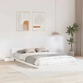 Gultas Rāmis Balts 140 X 200 Cm Koka Vidaxl