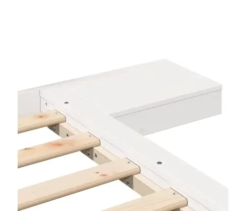 Grīdas Gultas Rāmis Ar Naktsgaldiņiem Balts 120X200Cm Cietais Koks Vidaxl