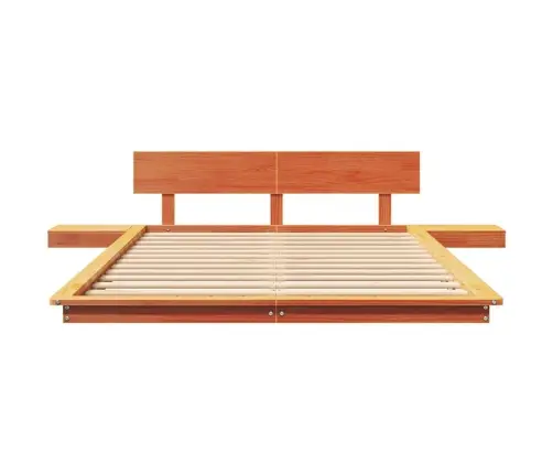 Grīdas Gultas Rāmis Ar Naktsgaldiņiem Vasks Brūns 120X200Cm Masīvkoks Vidaxl