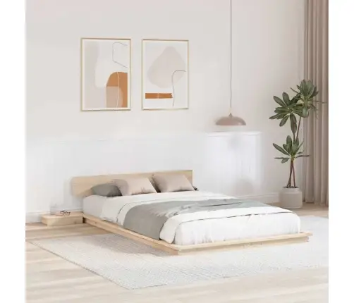 Grīdas Gultas Rāmis Ar Naktsgaldiem 120X190Cm Masīvkoks Vidaxl