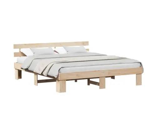 Gultas Rāmis Ar Galvas Dēli 200X200 Cm Masīvkoks Priede Vidaxl