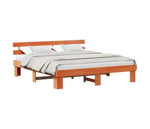 Gultas Rāmis Ar Galvgali Vaskota Brūna 200X200 Cm Masīvkoks Vidaxl