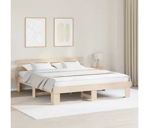 Voodi Raam Peaga Neutraalne 180 X 200 Cm Tahke Mänd