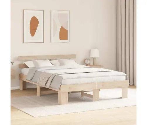 Voodi Raam Peaga Neutraalne 160 X 200 Cm Tahke Mänd