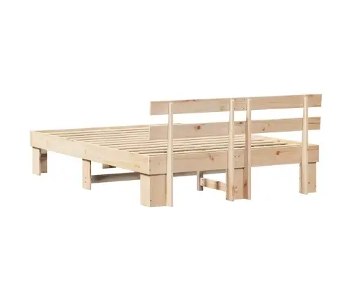 Voodi Raam Peaga Neutraalne 160 X 200 Cm Tahke Mänd