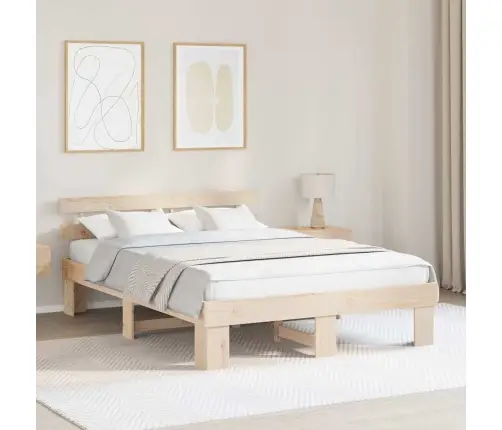 Gultas Rāmis Ar Galvgali 150X200 Cm Cieta Priedes Koks Vidaxl
