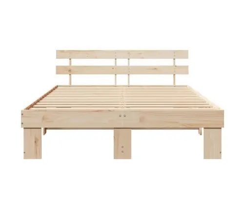 Gultas Rāmis Ar Galvgali 150X200 Cm Cieta Priedes Koks Vidaxl