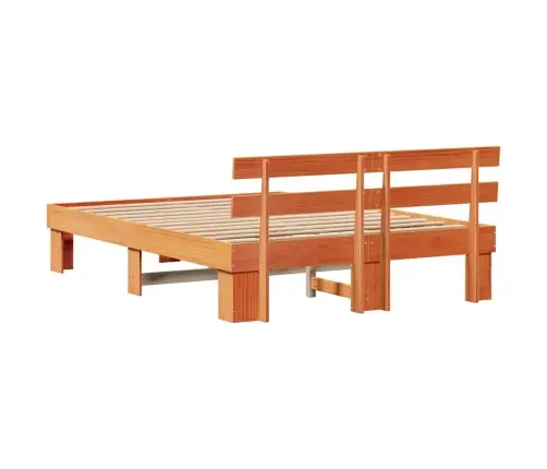 Gultas Rāmis Ar Galvas Balstu Vaskots Brūns 150X200 Cm Cieta Koka Priede Vidaxl