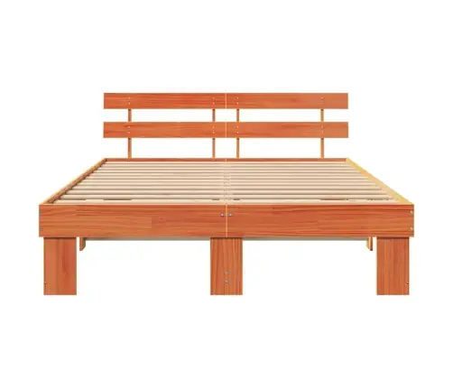 Gultas Rāmis Ar Galvas Balstu Vaskoti Brūns 140X200 Cm Masīvkoks Priedes Vidaxl