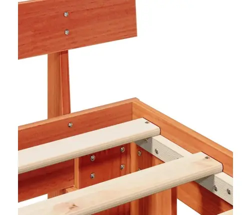 Gultas Rāmis Ar Galvas Dēli Vaska Brūns 140X190 Cm Cieta Koka Priede Vidaxl