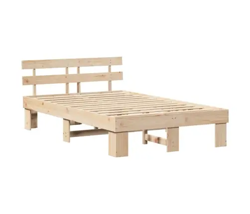 Gultas Rāmis Ar Galvgali 135X190 Cm Cieta Koks Priedes Vidaxl