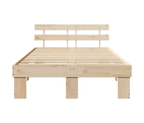 Gultas Rāmis Ar Galvgali 135X190 Cm Cieta Koks Priedes Vidaxl