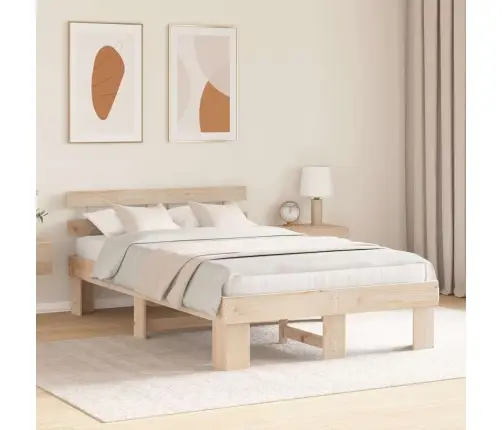 Gultas Rāmis Ar Galvas Atzveltni 120X190 Cm Cietais Priedes Koks Vidaxl
