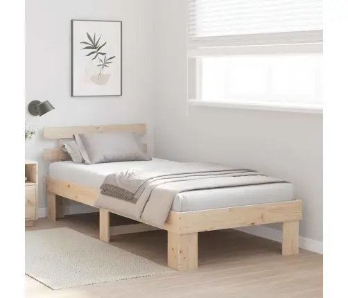 Gultas Rāmis Ar Galvgali 90X200 Cm Cieta Koks Priedes Vidaxl