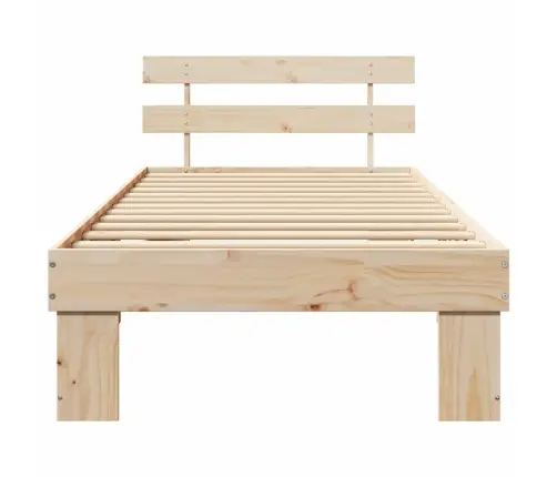 Gultas Rāmis Ar Galvgali 90X200 Cm Cieta Koks Priedes Vidaxl