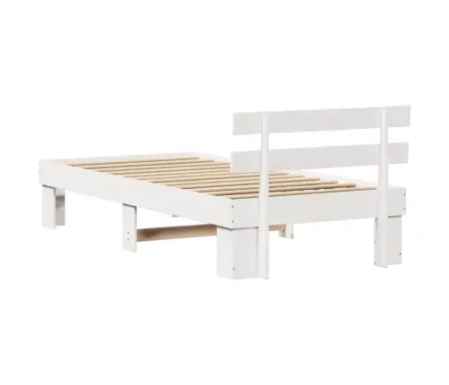 Gultas Rāmis Ar Galvgali Balts 90X200 Cm Cietais Koks Priedes Vidaxl