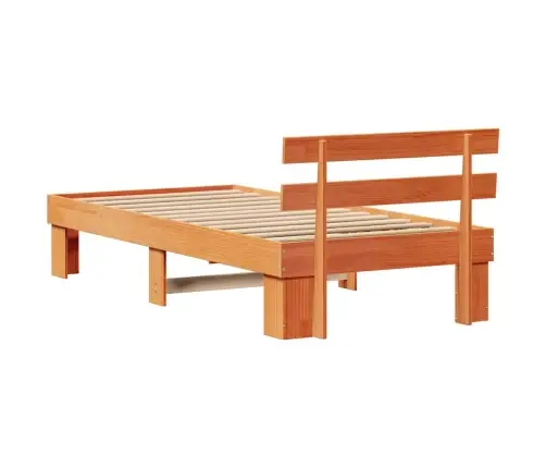 Gultas Rāmis Ar Galvgalīti Vaskota Brūna 90X200 Cm Cieta Koka Priedes Koks Vidaxl