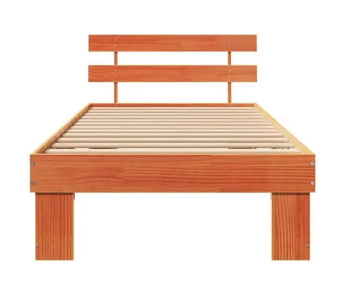 Gultas Rāmis Ar Galvgalīti Vaskota Brūna 90X200 Cm Cieta Koka Priedes Koks Vidaxl