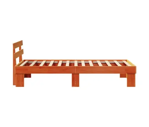 Gultas Rāmis Ar Galvgalīti Vaskota Brūna 90X200 Cm Cieta Koka Priedes Koks Vidaxl