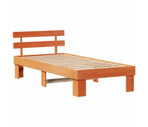 Gultas Rāmis Ar Galvas Dēli Vaskota Brūna 80X200 Cm No Masīvkoka Priedes Vidaxl