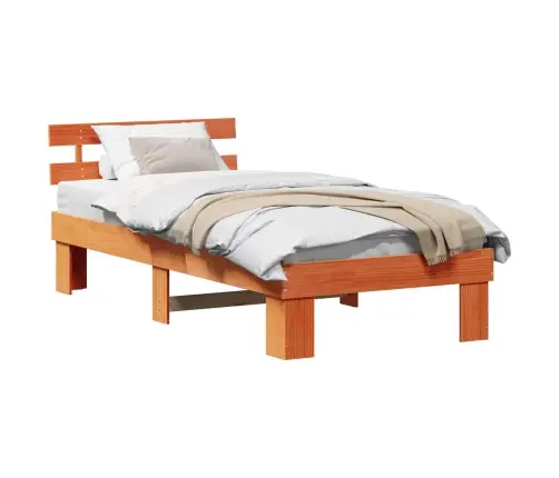 Gultas Rāmis Ar Galvas Dēli Vaskota Brūna 80X200 Cm No Masīvkoka Priedes Vidaxl