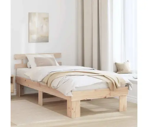 Gultas Rāmis Ar Galvgali 90X190 Cm Cieta Koka Priežu Vidaxl