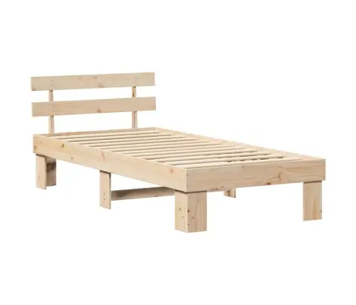 Gultas Rāmis Ar Galvgali 90X190 Cm Cieta Koka Priežu Vidaxl