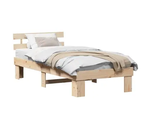 Gultas Rāmis Ar Galvgali 90X190 Cm Cieta Koka Priežu Vidaxl