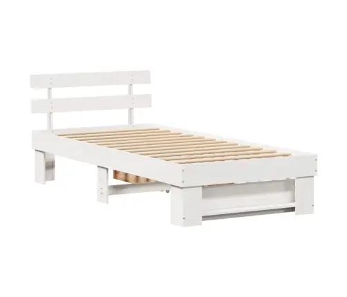 Gultas Rāmis Ar Atvilktni Balts 100 X 200 Cm Masīvkoka Priede Vidaxl