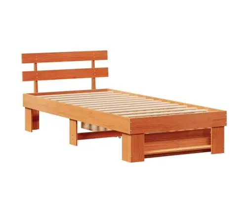 Gultas Rāmis Ar Atvilktni Vaska Brūna 90 X 200 Cm Priežu Koks Vidaxl