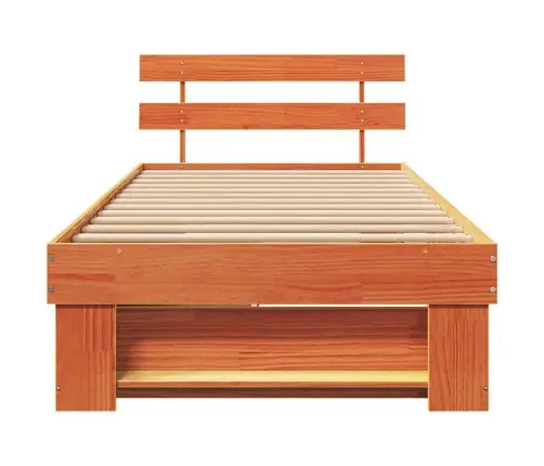 Gultas Rāmis Ar Atvilktni Vaska Brūna 90 X 200 Cm Priežu Koks Vidaxl