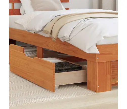 Gultas Rāmis Ar Atvilktni Vaska Brūna 80 X 200 Cm Priežu Koks Vidaxl