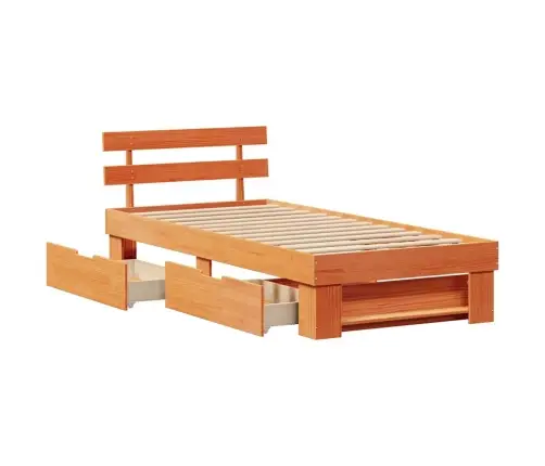 Gultas Rāmis Ar Atvilktni Vaska Brūna 80 X 200 Cm Priežu Koks Vidaxl