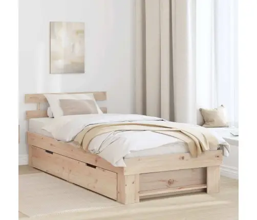 Gultas Rāmis Ar Atvilktni Ar Galvas Klāju Ar Uzglabāšanu Brūna 75 X 190 Cm Masīvkoka Priede Vidaxl