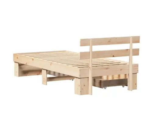 Gultas Rāmis Ar Atvilktni Ar Galvas Klāju Ar Uzglabāšanu Brūna 75 X 190 Cm Masīvkoka Priede Vidaxl