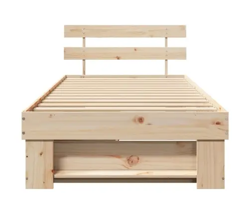 Gultas Rāmis Ar Atvilktni Ar Galvas Klāju Ar Uzglabāšanu Brūna 75 X 190 Cm Masīvkoka Priede Vidaxl