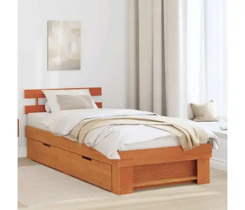 Gultas Rāmis Vaska Brūna 75 X 190 Cm Masīvkoka Priede Vidaxl