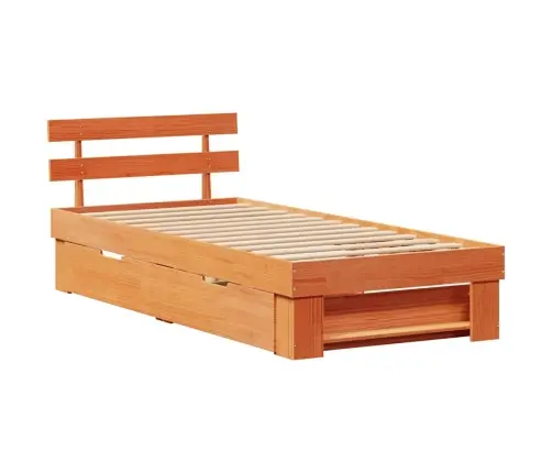 Gultas Rāmis Vaska Brūna 75 X 190 Cm Masīvkoka Priede Vidaxl