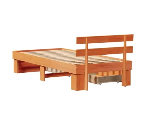 Gultas Rāmis Vaska Brūna 75 X 190 Cm Masīvkoka Priede Vidaxl