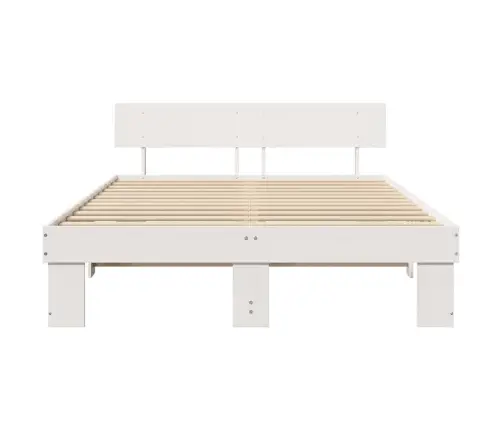 Gultas Rāmis Ar Galvas Klāju Balts 160 X 200 Cm Priežu Koks Vidaxl
