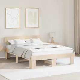 Gultas Rāmis Brūna 150 X 200 Cm Priedes Masīvkoks Vidaxl