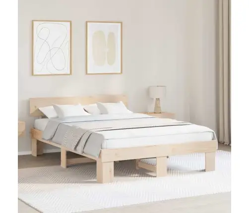 Gultas Rāmis Brūna 150 X 200 Cm Masīvkoka Priede Vidaxl
