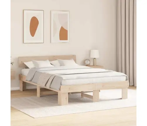 Gultas Rāmis Brūna 150 X 200 Cm Masīvkoka Priede Vidaxl