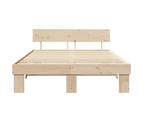 Gultas Rāmis Brūna 150 X 200 Cm Masīvkoka Priede Vidaxl