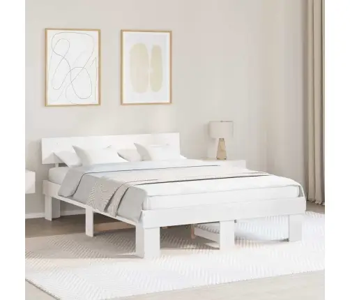 Lovos Rėmas Balta 150 X 200 Cm Kietos Pušies Mediena