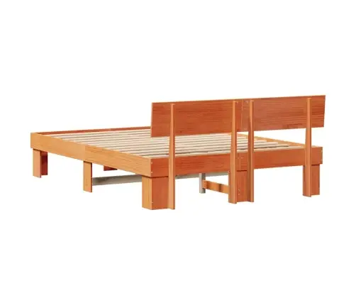 Gultas Rāmis Vaska Brūna 140 X 200 Cm Masīvkoka Priede Vidaxl