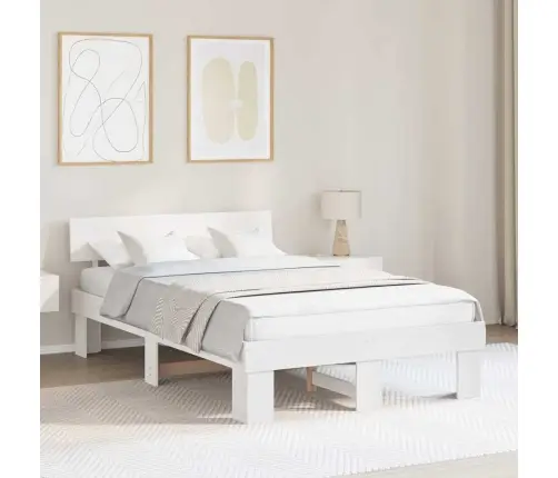 Voodi Raam Peaga Valge 120 X 200 Cm Tahke Mänd