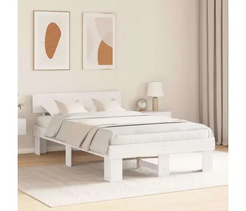 Gultas Rāmis Balts 140 X 190 Cm Masīvkoka Priede Vidaxl